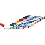 FRANKEN Weisswandtafel-Marker Rundsp. Strichst. ca. 2-6mm Pigmenttinte trocken abwischb. farb.sort. schwarz rot blau gruen 10Stueck (Z1901)