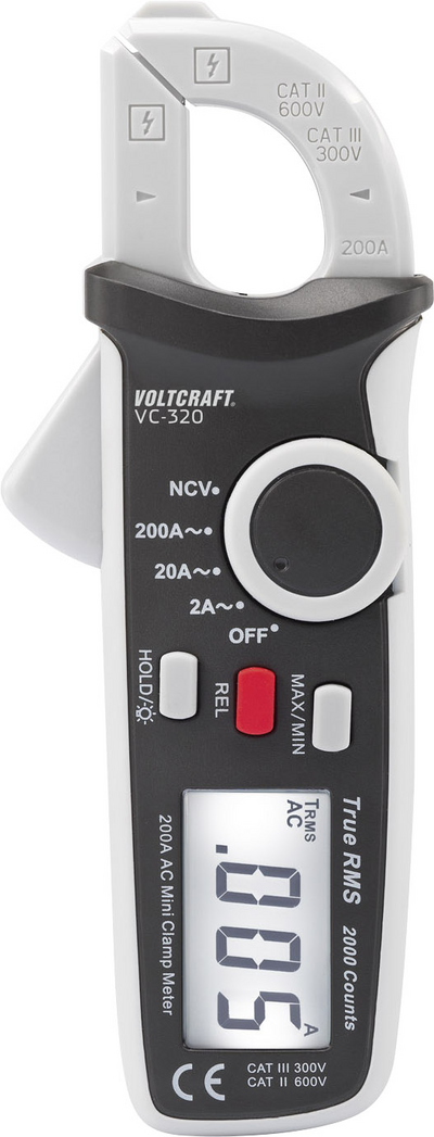 VOLTCRAFT VC-320 Stromzange digital CAT II 600 V, CAT III 300 V Anzeige (Counts): 2000 (VC-320)