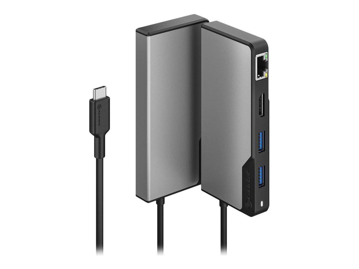 ALOGIC USB-C Fusion ALPHA 5-in-1 Hub V2 Dockingstation HDMI Gigabit Ethernet 100 W Schwarz, Grau