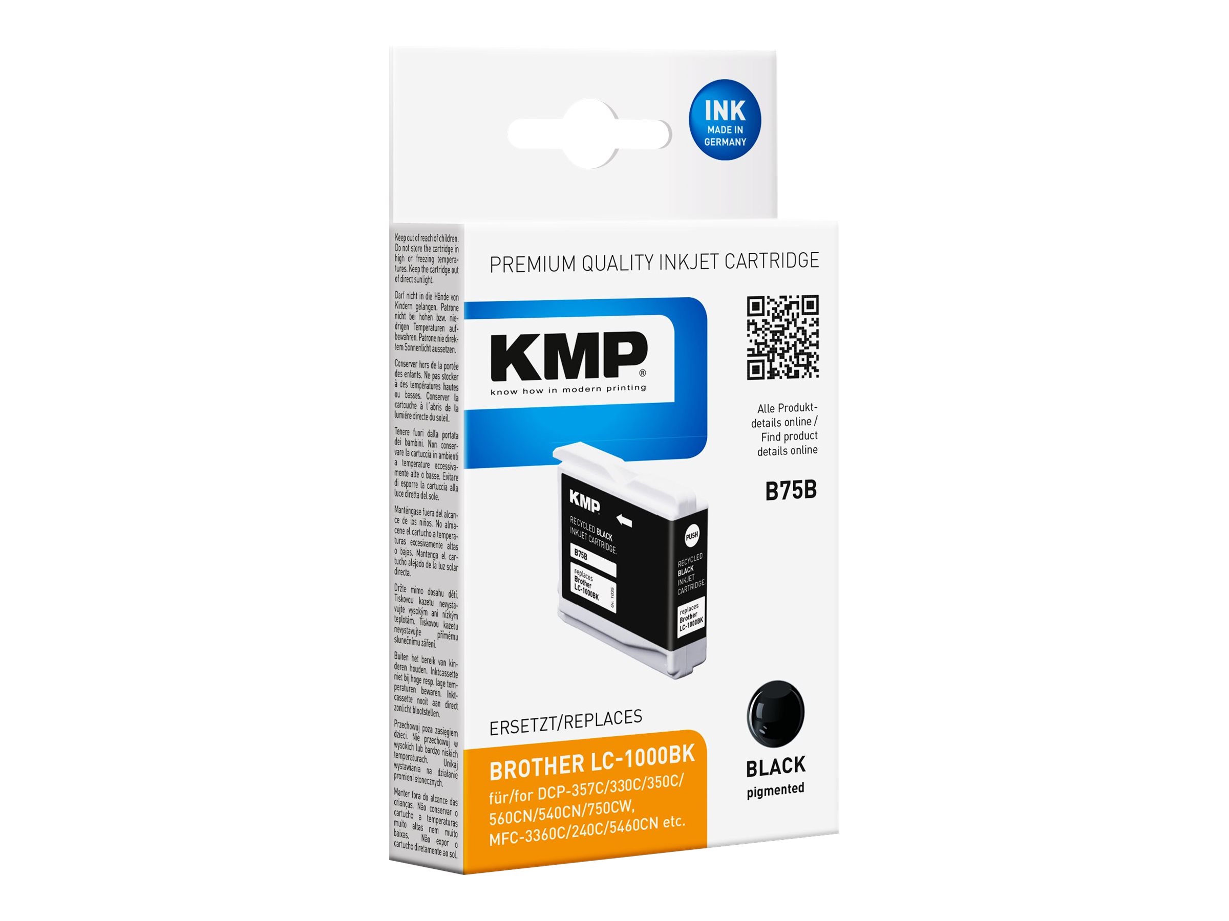 KMP B75B Tintenpatrone Schwarz 16,3 ml 500 Seiten