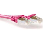ACT Pink 10 meter LSZH SFTP CAT6A patch cable snagless with RJ45 connectors. Cat6a s/ftp lszh sng pk 10.00m (FB8810)