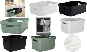 EDA Aufbewahrungsbox STONE, 18 Liter, PP, schwarz mit Oberflächenstruktur in Steinoptik, mit Tragegriffen, - 1 Stück (010003 NO)