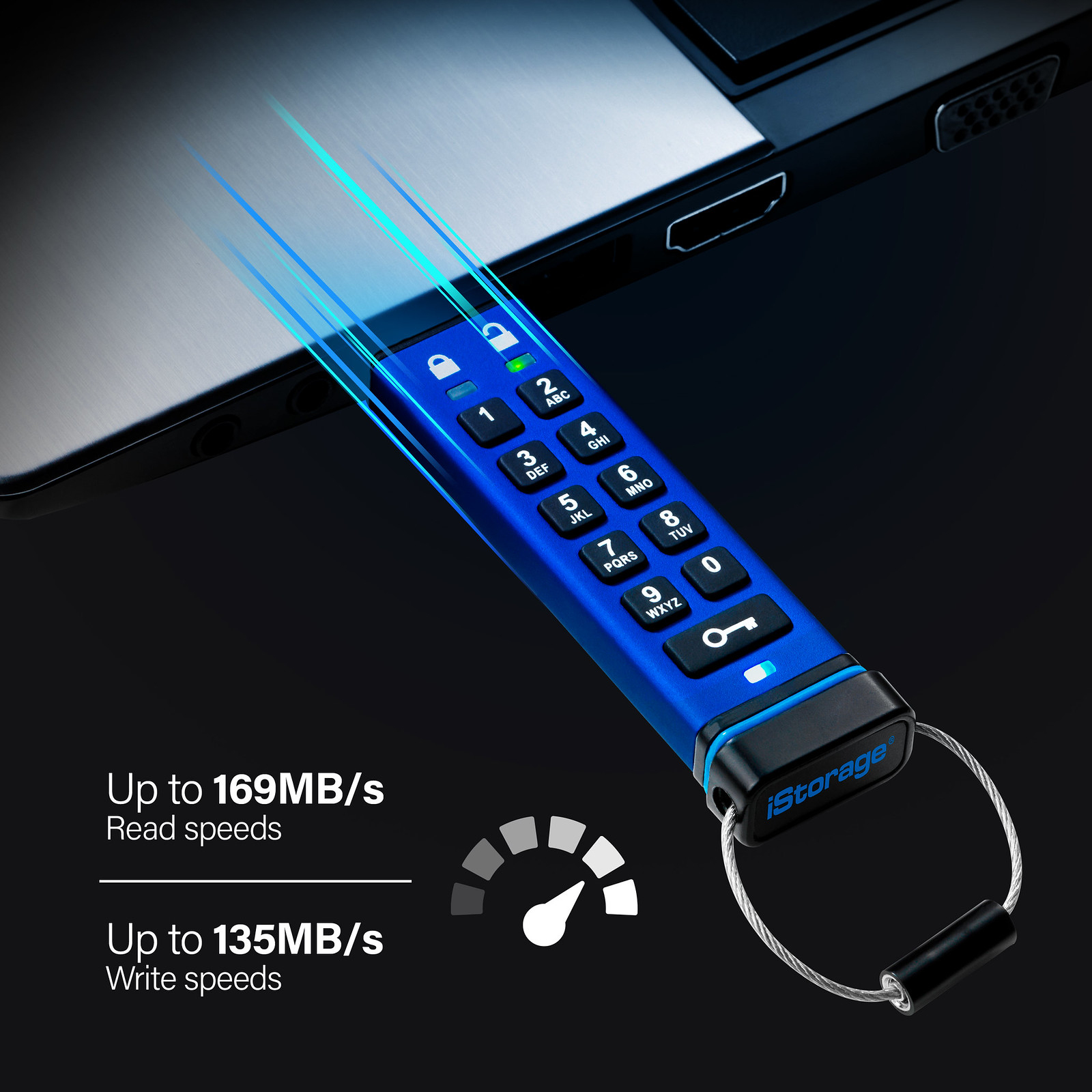 iStorage datAshur PRO 256 GB USB-Flash-Laufwerk Blau
