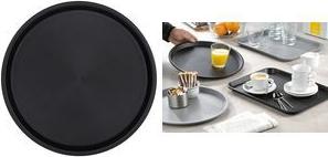 Esmeyer Serviertablett OHIO, rund, schwarz aus Kunststoff, mit gummierter Oberfläche für einen - 1 Stück (307-016)