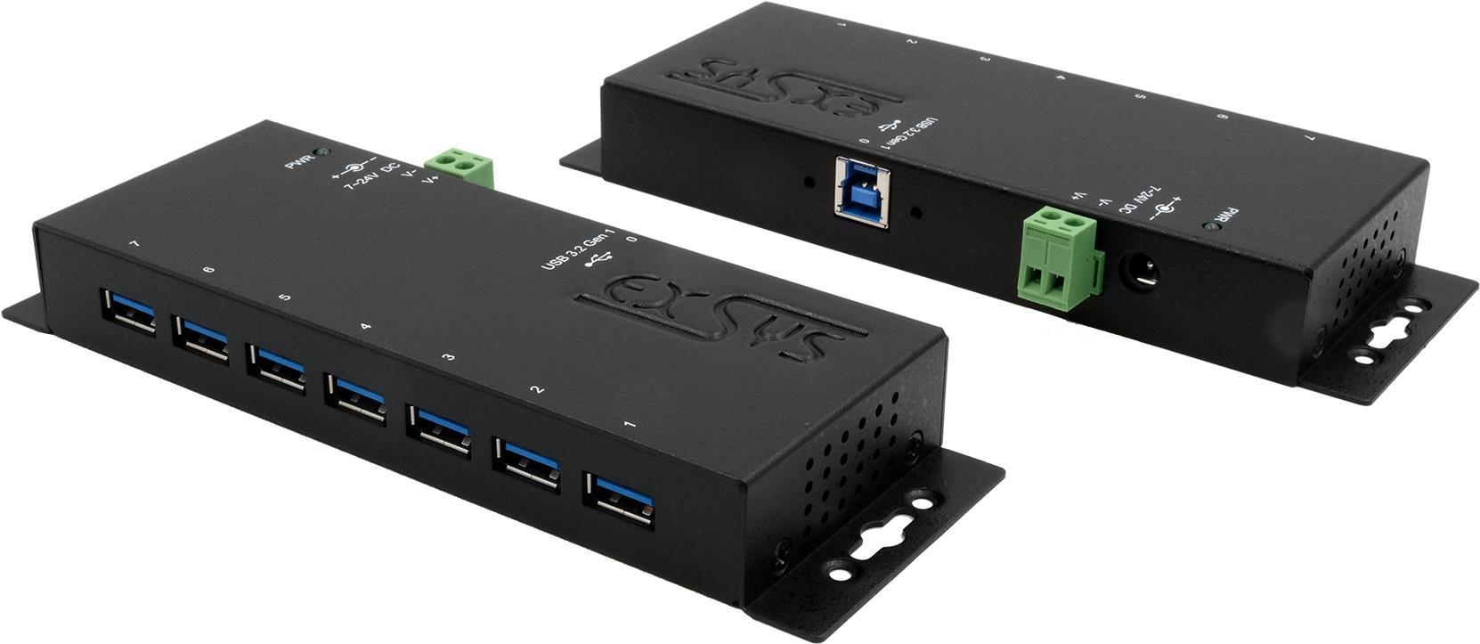 EXSYS USB 3.2 HUB 7-Port extern inkl.Netz. inkl.Netzteil 12V/3A und USB Kabel (EX-1188HMS-3)