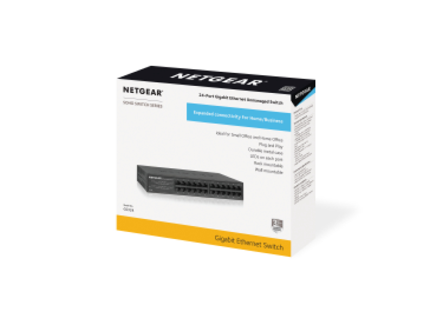 Netgear GS324v2 Unmanaged Gigabit Ethernet Switch 24-Port Schwarz