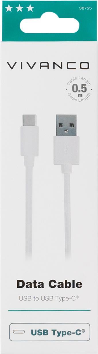 Vivanco DCVVUSBC20A05W USB Kabel 0,5 m USB A USB C Weiß (38755)