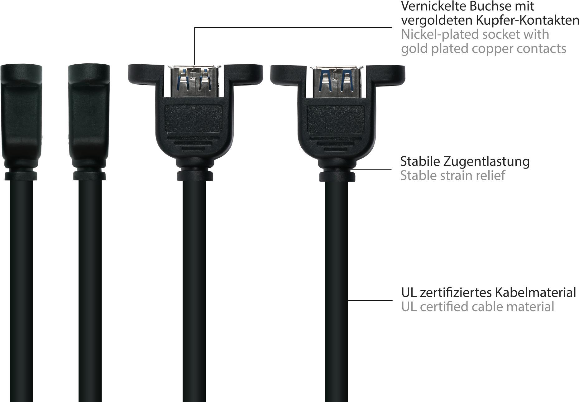 ALCASA UK30P-AEA-020S USB Kabel 2 m USB 3.2 Gen 1 (3.1 Gen 1) USB A Schwarz (UK30P-AEA-020S)