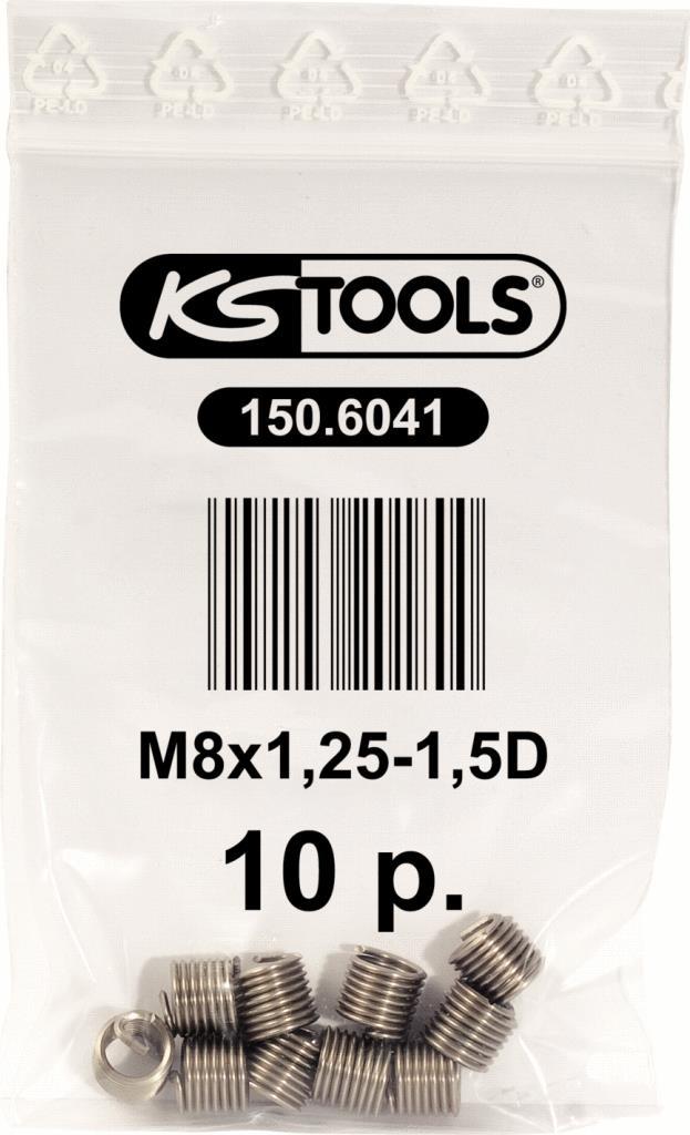 KS TOOLS Gewindeeinsatz M8x1,25, 10,8mm, 10er Pack (150.6041)
