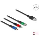 Delock Stromkabel USB (nur Strom) (M) zu USB-C (nur Spannung), 4-poliger Micro-USB Typ B (nur Stromversorgung), Apple Lightning (nur Stromversorgung) (M)  3 A (90156)