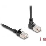 Delock RJ45 Netzwerkkabel Cat.6A S/FTP Slim 90° unten gewinkelt / gerade 1 m schwarz (80305)