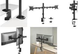 LogiLink Doppel-Monitorarm, Armlänge: 376 mm, schwarz mit Tischklemme, Tragkraft: je 9 kg, aus schwarzem Stahl, - 1 Stück (BP0172)