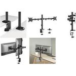 LogiLink Doppel-Monitorarm, Armlänge: 376 mm, schwarz mit Tischklemme, Tragkraft: je 9 kg, aus schwarzem Stahl, - 1 Stück (BP0172)