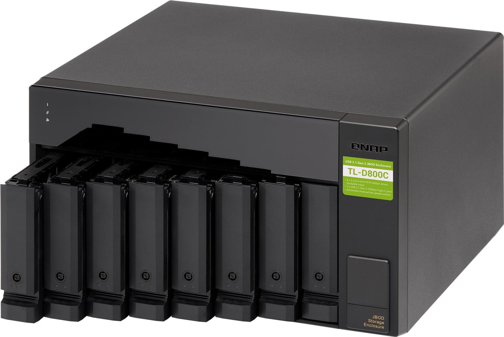 QNAP TL-D800C JBOD Festplatten-Array 8-Bay SATA USB 3.2 Gen 2 Schwarz, Grau