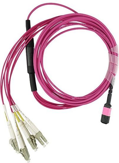 Kompatibles NVIDIA MCA7J60-C001 BlueOptics LWL Breakout Patchkabel, MPO/UPC, 4xDuplex LC/UPC, 1 Meter, Multimode G50/125µm, OM4, Markenfaser, 3.0mm LSZH magenta, 8 Kerne und MPO Stecker ohne Pins, inkl. Messprotokoll (MCA7J60-C001-BO)