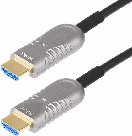 StarTech.com 50ft (15.2m) HDMI 2.1 Hybrid Active Optical Cable (AOC), CMP, Plenum Rated, 8K Ultra High Speed HDMI Fiber Optic Cable, 48Gbps, 8K 60Hz/4K 120Hz, HDR10+/FRL/TMDS/eARC (8K-A-50F-HDMI-CABLE)