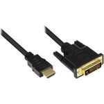 Anschlusskabel HDMI 19pol Stecker an DVI-D 24+1 Stecker, 24K vergoldete Stecker und Kupferkontakte, OFC, schwarz, 1m, Good Connections (GC-M0008)