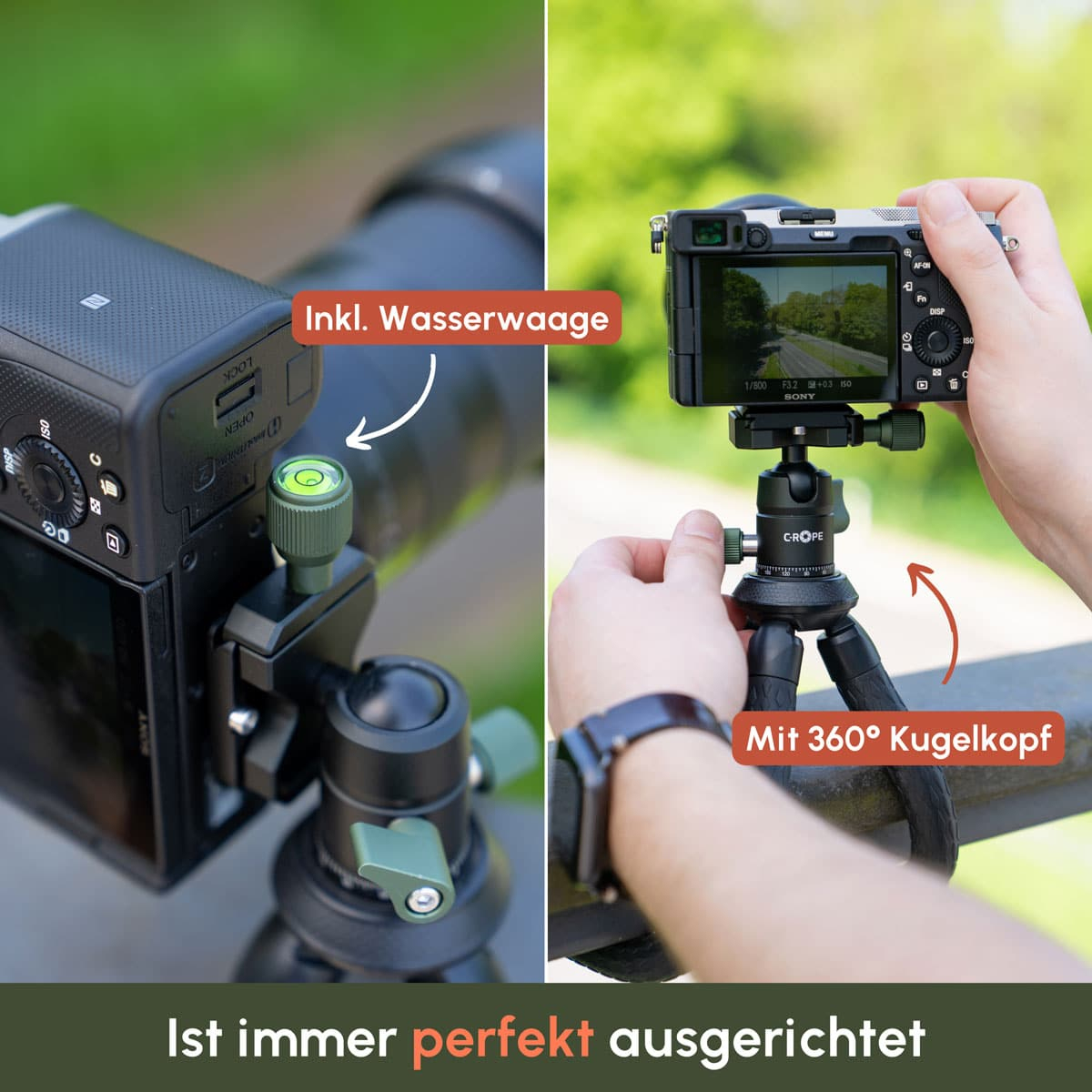 C-ROPE Creatorpod Flexibles Stativ 28 cm 360° Kugelkopf Schwarz