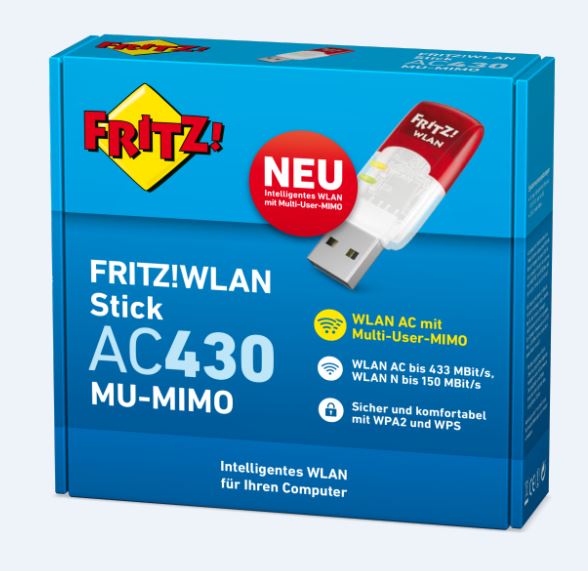 AVM FRITZ!WLAN USB Stick AC 430 MU-MIMO - Flexibles High Speed in kabellosen Netzen (20002766)