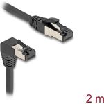 Delock RJ45 Netzwerkkabel Cat.8.1 S/FTP 90° unten gewinkelt / gerade 2 m schwarz (80446)