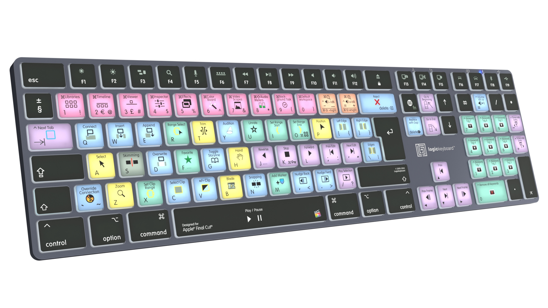 Logickeyboard Titan Apple Final Cut Pro X Bluetooth Tastatur QWERTZ Grau, Titan