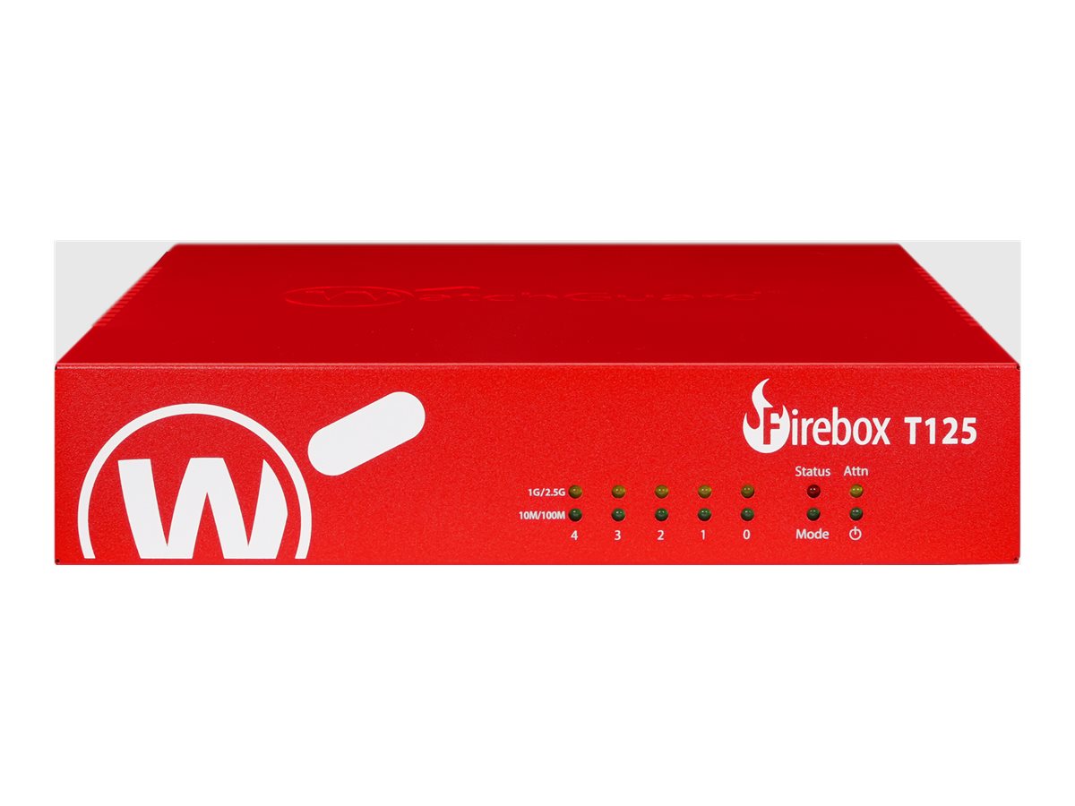 WatchGuard Firebox T125 Sicherheits-Appliance, 4 Anschlüsse, 1GbE/2.5GbE