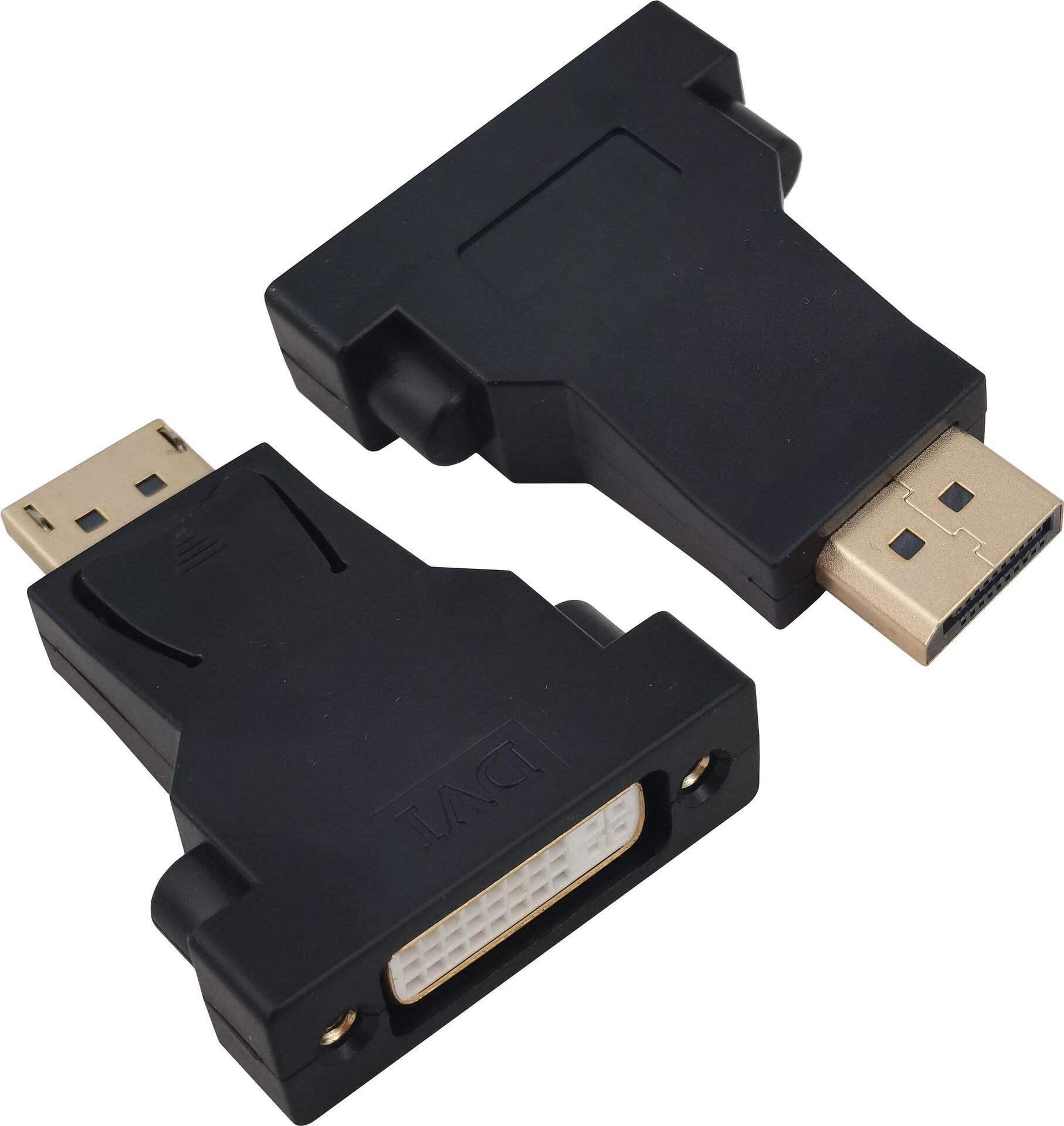 HERWECK Helos Adapter vergoldet, DisplayPort Stecker/DVI Buchse, schwarz  DisplayPort 1.1 St./DVI 24
