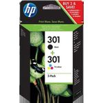 HP 301 2er-Pack Schwarz, Farbe (Cyan, Magenta, Gelb) (N9J72AE)