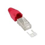 InLine® Crimpstecker RJ45 geschirmt, mit Knickschutz und Einfädelhilfe, 10er Pack, rot (74510R)
