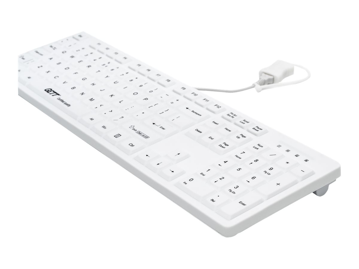 GETT CleanType Easy Protect Silikon-Tastatur 105 Tasten IP68 USB Deutsches Layout Weiß