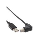 InLine® USB 2.0 Kabel, A an B unten abgewinkelt, schwarz, 0,5m (34505U)