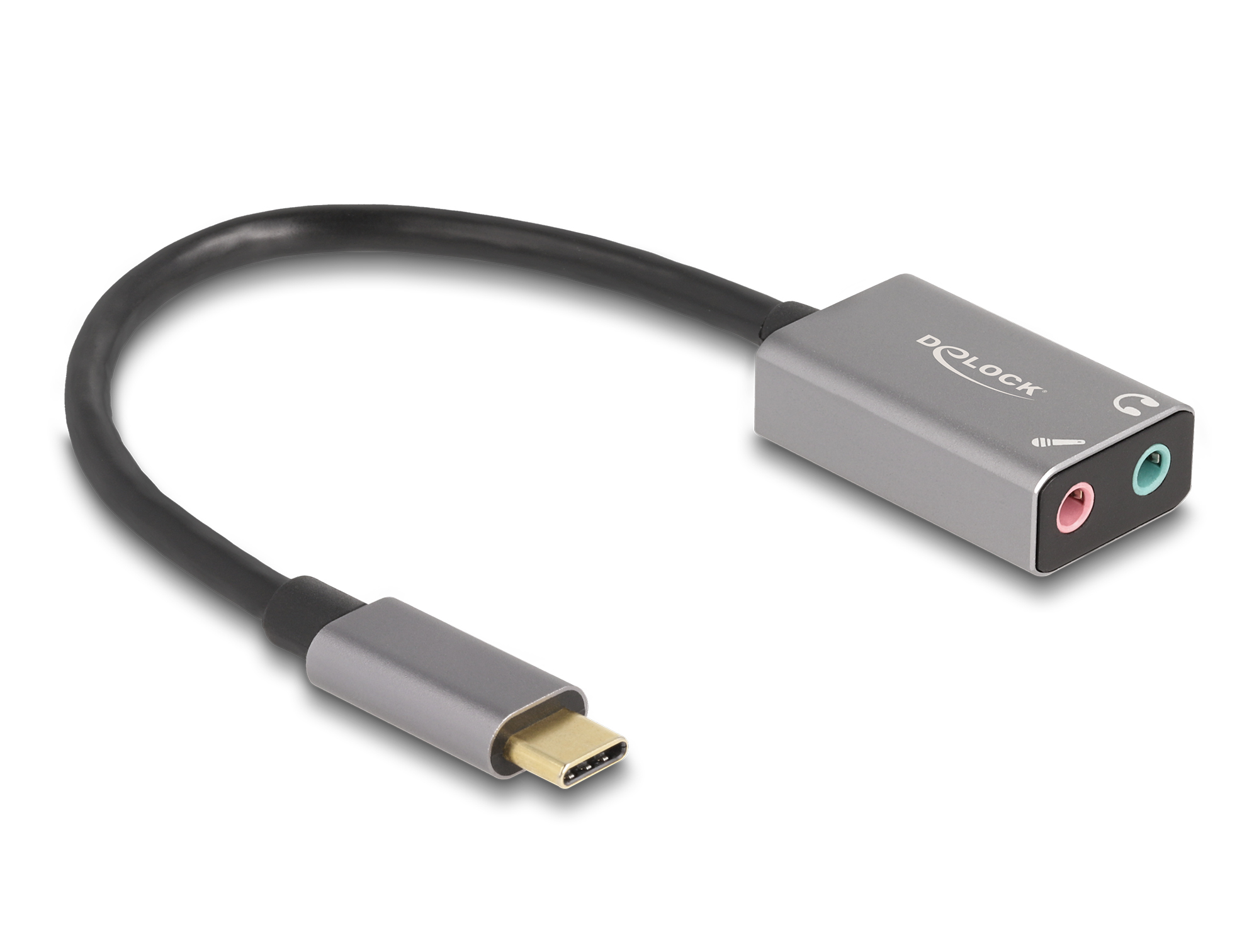 Delock Externe Soundkarte USB-C auf 2 x 3.5 mm Klinke Stereo Grau