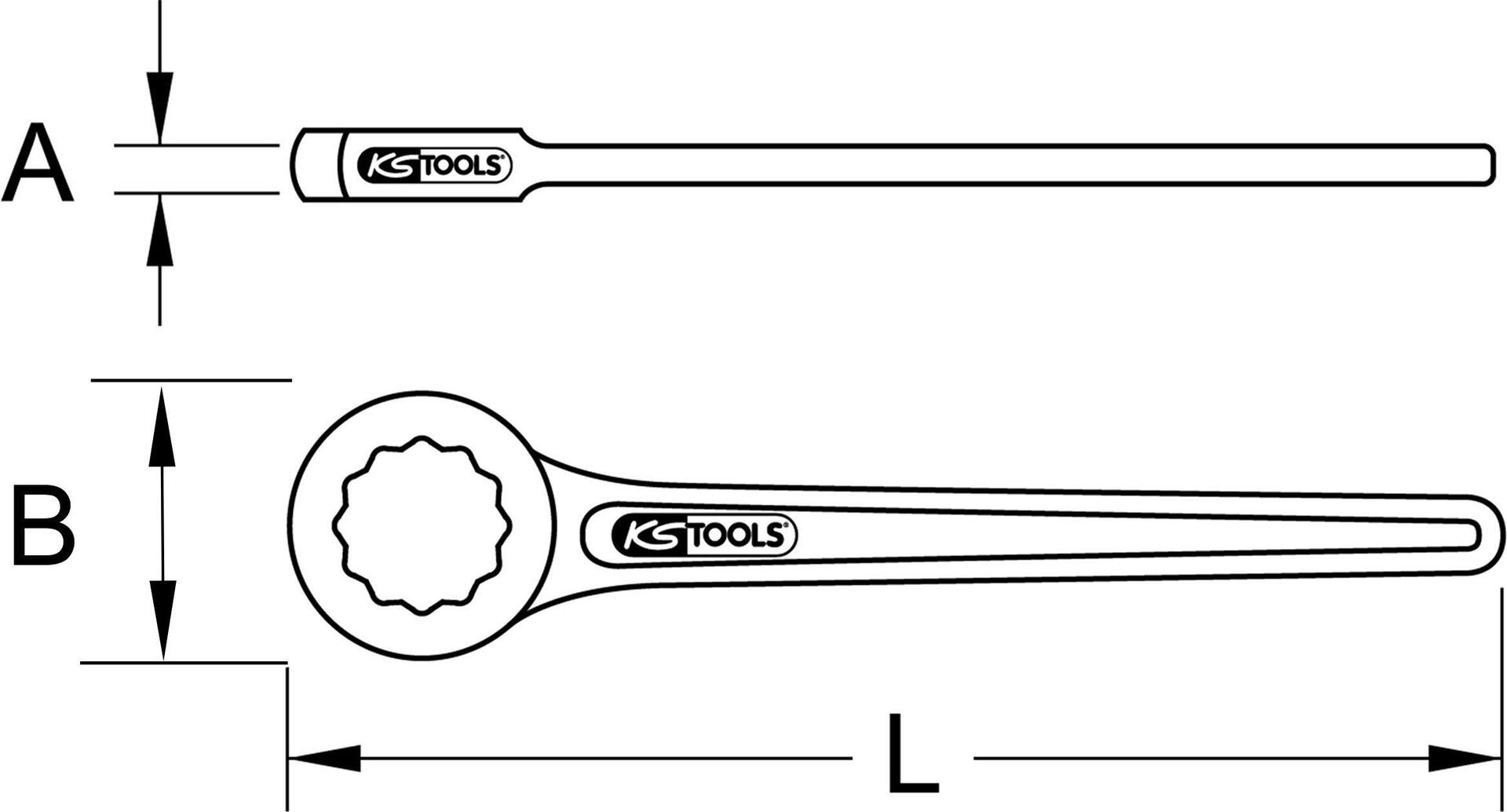 KS TOOLS Einringschlüssel, gerade, 55 mm (517.2554)