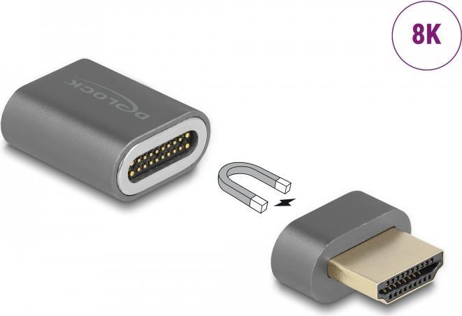 Delock - HDMI-Adapter - HDMI männlich abnehmbar und magnetisch bis HDMI männlich - Anthrazit - unterstützt 8K 60 Hz (7680 x 4320) (66684)