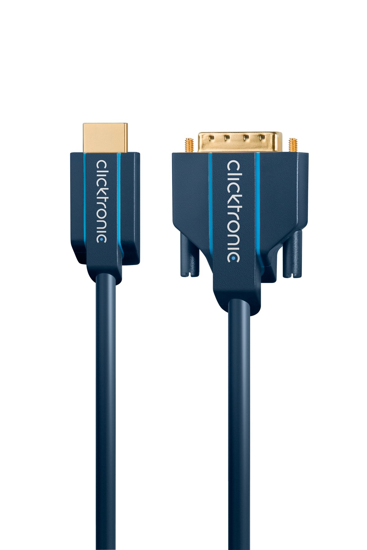 ClickTronic Casual Series Adapterkabel HDMI A auf DVI-D (24+1) Stecker 3 m Blau