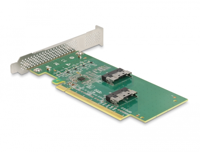 Delock 90077 Speicher-Controller PCIe 4.0 x16 zu 4 x SFF-8639 NVMe Low Profile Silber