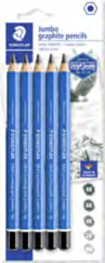 STAEDTLER Bleistift Mars Lumograph jumbo, 5er Blister Sechskantstift, Minenstärke: 5,3 mm, blau lackiert, - 1 Stück (100J-S BK5)