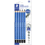 STAEDTLER Bleistift Mars Lumograph jumbo, 5er Blister Sechskantstift, Minenstärke: 5,3 mm, blau lackiert, - 1 Stück (100J-S BK5)