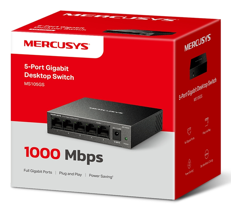 Mercusys MS105GS 5-Port Gigabit Ethernet Switch Schwarz