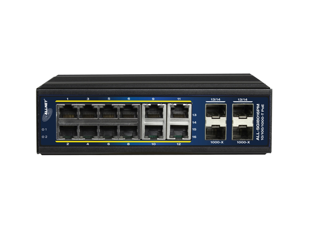 ALLNET ALL-SGI8016PM L3 Managed Switch 12 x 10/100/1000 PoE+ Schwarz