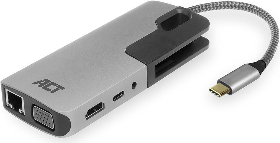 ACT AC7043 Notebook-Dockingstation & Portreplikator Verkabelt USB 3.2 Gen 1 (3.1 Gen 1) Type-C Grau (AC7043)