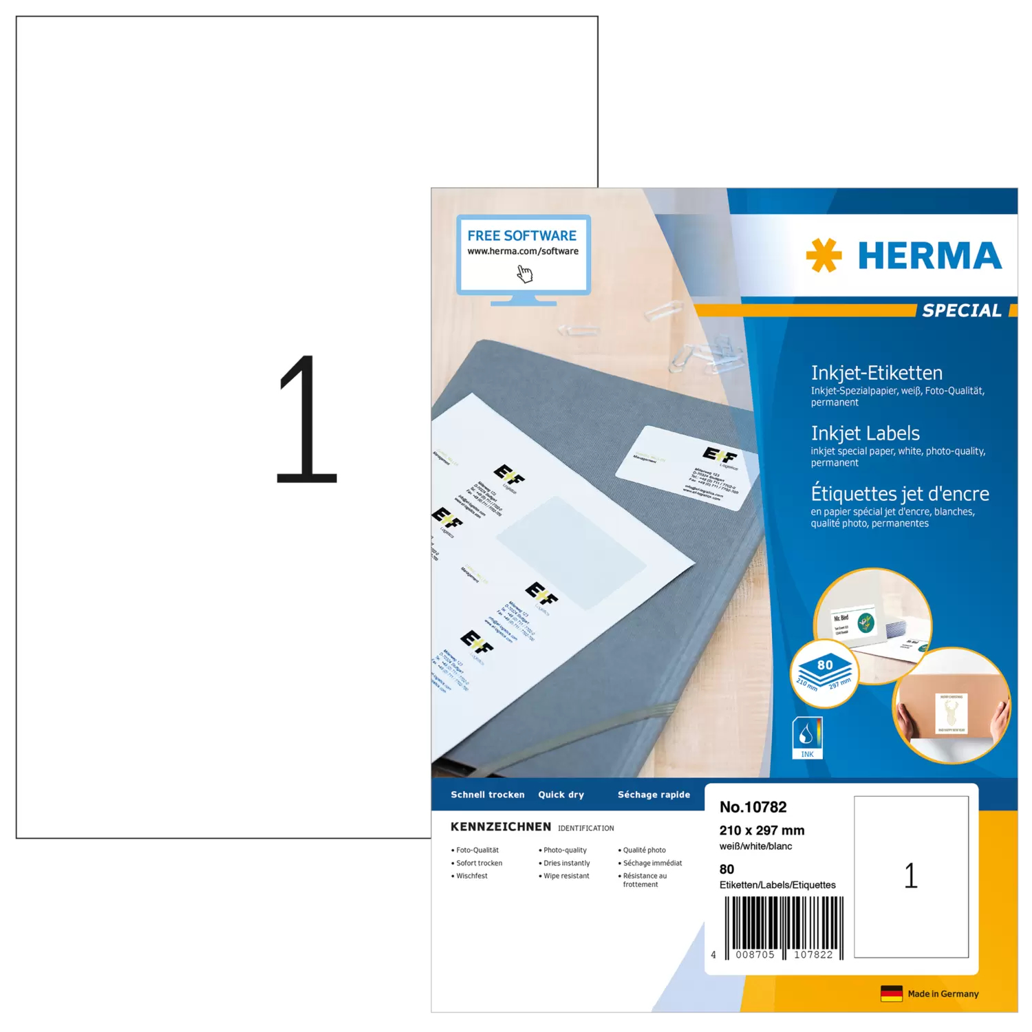 HERMA 10782 Etiketten A4 210 x 297 mm Weiß