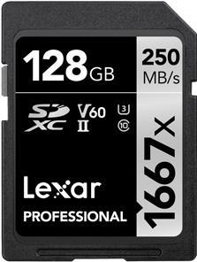 Lexar Professional Flash Speicherkarte 128 GB Video Class V60 UHS II U3 Class10 1667x SDXC UHS II  - Onlineshop JACOB Elektronik