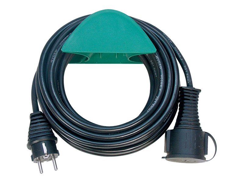 Brennenstuhl Gummi-Verlängerungskabel H05RR-F 3G1,5 10 m mit Wandhalter Schwarz
