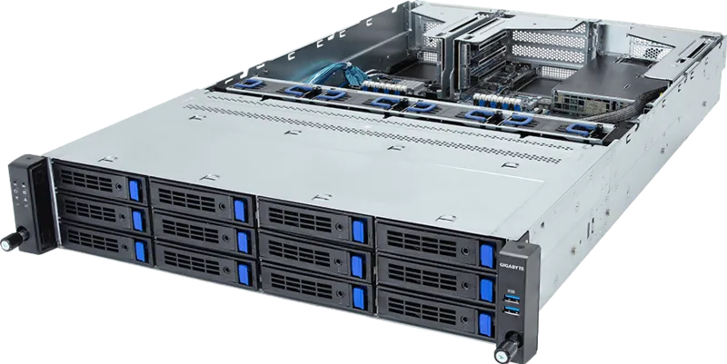 Giga Computing Barebone R263-S30-ABH2 2U Server Intel C741 LGA 4677 DDR5 Schwarz, Grau