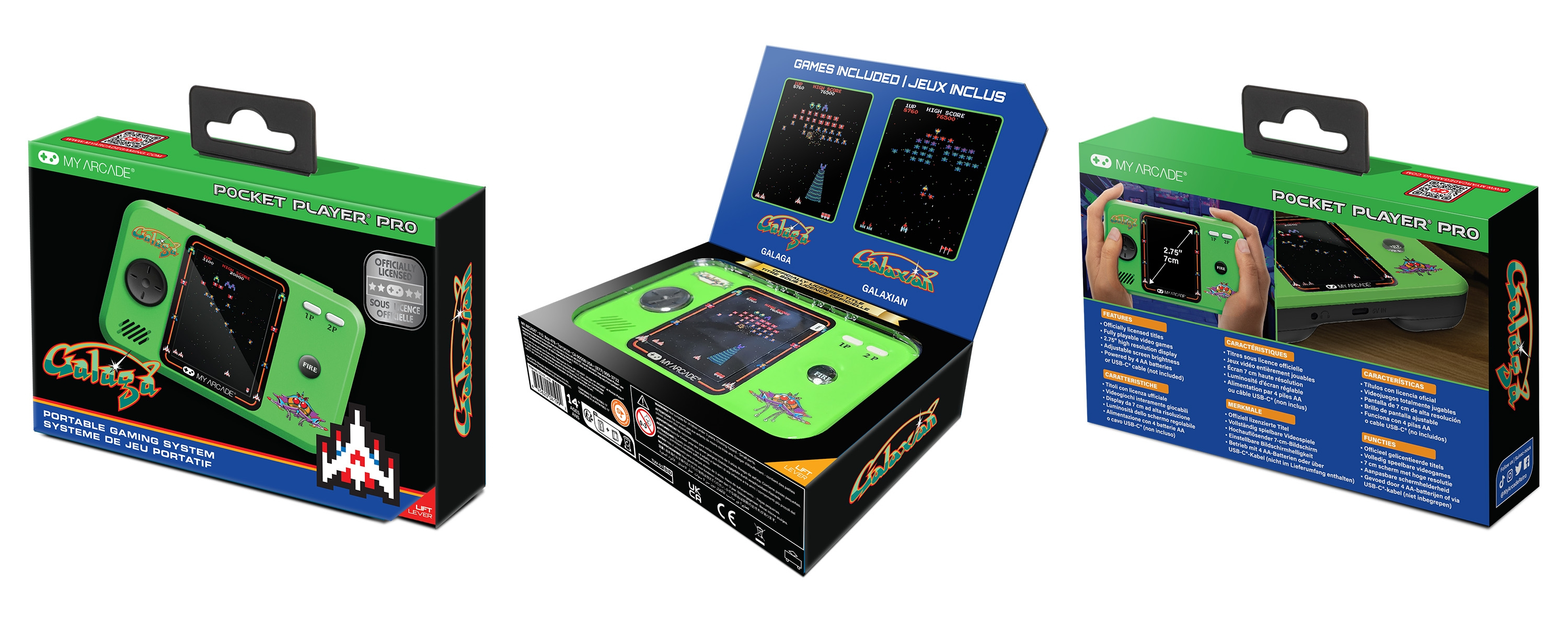 dreamGEAR My Arcade Pocket Player Pro Galaga Tragbare Spielkonsole 2.75" Mehrfarbig