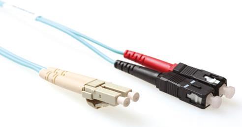 ACT 10 meter LSZH Multimode 50/125 OM4 fiber patch cable duplex withLC and SC connectors. Lc-sc 50/125 om4 duplex 10.00m (RL8710)