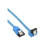 InLine® SATA 6Gb/s Anschlusskabel rund, abgewinkelt, blau, mit Lasche, 0,15m (27701F)