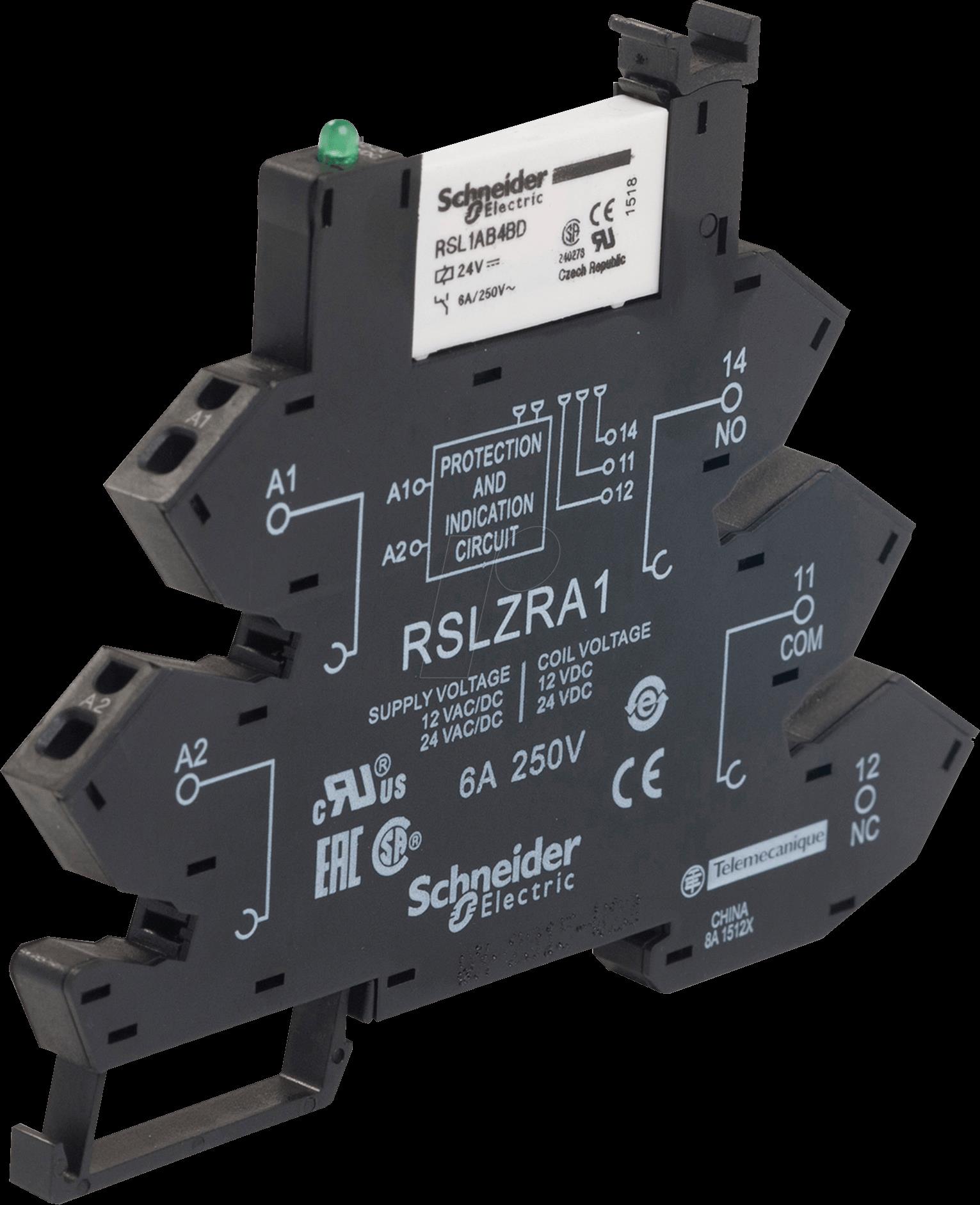 RSL1PRBU - Interface-Relais 1 Wechsler 24 V 6 A mit Federzug (RSL1PRBU)