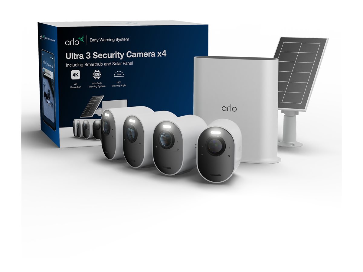 Arlo Ultra 3 4K Netzwerk-Überwachungskamera 4er-Set mit Solarpanel